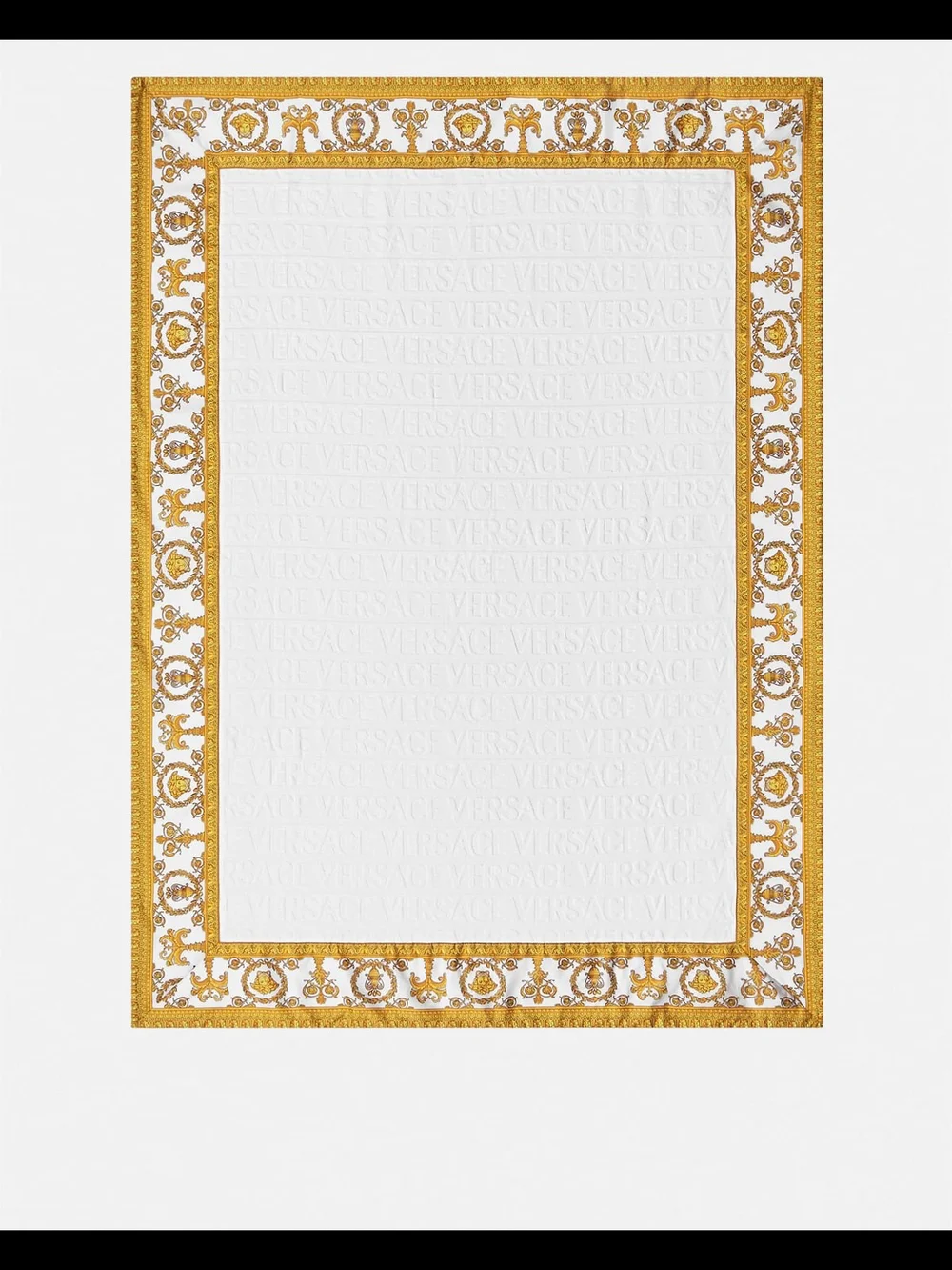 Versace White Beach Towel with Gold I♡Baroque Border
